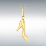 Ordsall 9ct Gold Shoe Necklace CMP00296: A refined 9ct gold pendant and chain delicately crafted in the shape of a high heel. Lightweight and versatile, perfect for everyday elegance.