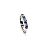 18ct White Gold Royal Blue Sapphire & Diamond Eternity Ring RA00690 Four 2.8mm round sapphires and three 2.8mm round diamonds ring oval section court or comfort fit 3.7mm wide 