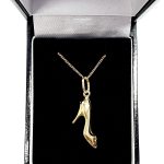 Ordsall 9ct Gold Shoe Necklace CMP00296: A refined 9ct gold pendant and chain delicately crafted in the shape of a high heel. Lightweight and versatile, perfect for everyday elegance in box.