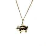 9ct gold pig necklace/puffed pig pendant with or without a chain in 16, 18 or 20 inches.