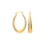 Graduated diamond cut gold hoop earrings EL00159