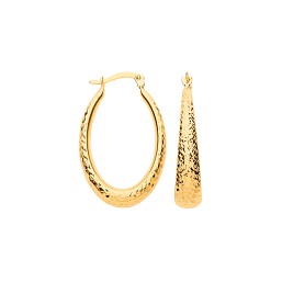 Graduated diamond cut gold hoop earrings EL00159