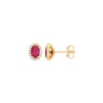 The Southwell 9ct yellow gold oval-red CZ-cluster stud-earrings ES00783.