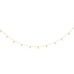 9ct yellow gold bracelet with eleven sparkling white dangling cubic zirconia stones evenly spaced onto a petite diamond cut trace 7.5-inch/18.5cm chain bracelet with a bolt ring clasp BL00233.