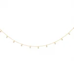 9ct yellow gold bracelet with eleven sparkling white dangling cubic zirconia stones evenly spaced onto a petite diamond cut trace 7.5-inch/18.5cm chain bracelet with a bolt ring clasp BL00233.