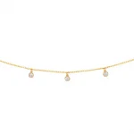 9ct yellow gold bracelet with eleven sparkling white dangling cubic zirconia stones evenly spaced onto a petite diamond cut trace 7.5-inch/18.5cm chain bracelet with a bolt ring clasp BL00233.