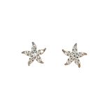 9ct white gold starfish stud earrings set with eleven cubic zirconia's to each stud ES00789.