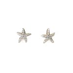 9ct yellow gold starfish stud earrings set with seventeen cubic zirconia's to each stud ES00790 10mm.