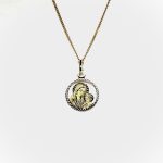 9ct yellow gold Mary and Child pendant and chain necklace PC00371 with a laser engraved detail