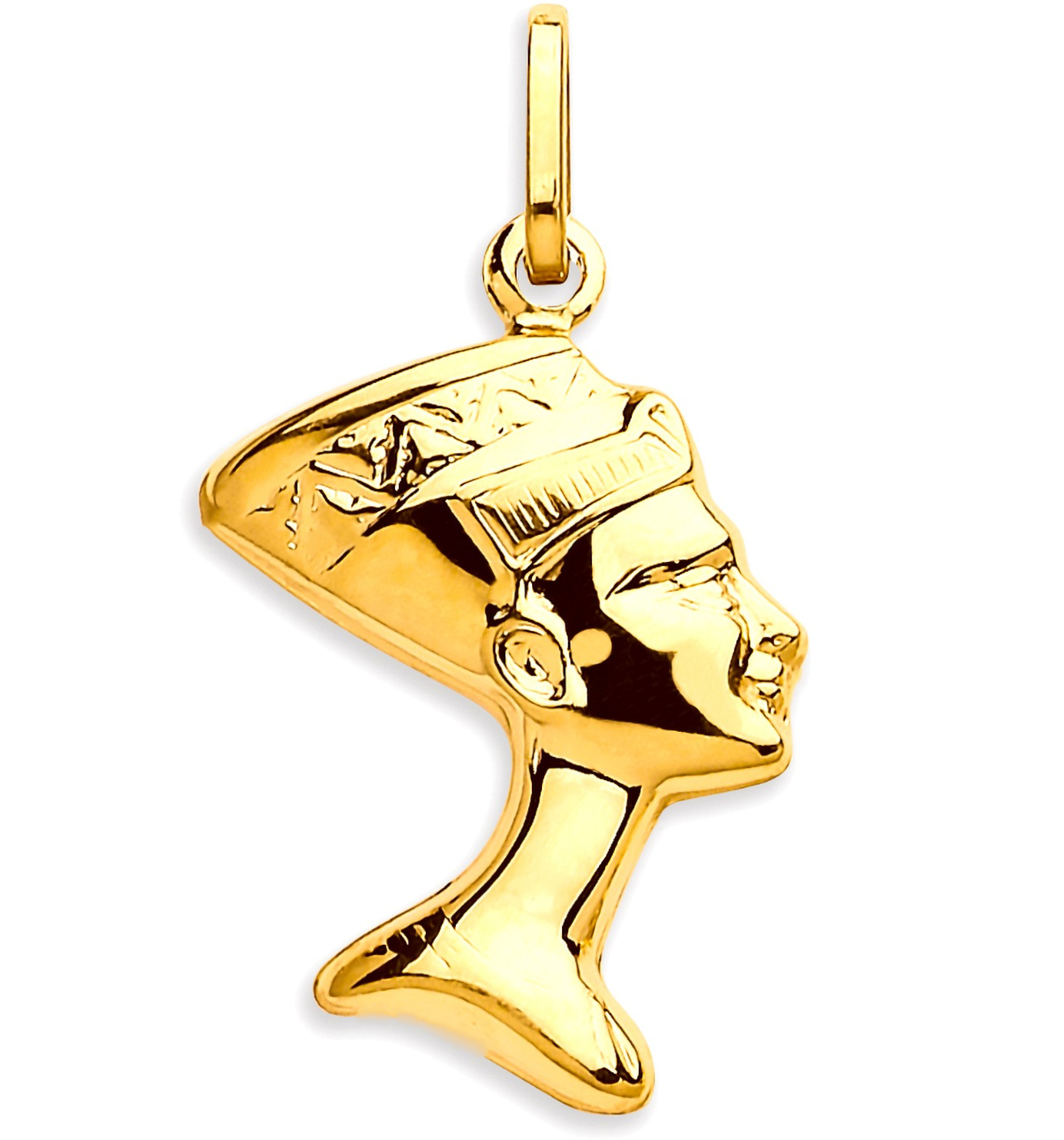 Puffed 9ct yellow hollow gold Nefertiti head charm PC00506