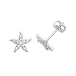9ct white gold starfish stud earrings set with eleven cubic zirconia's to each stud ES00789.