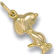9ct gold Snoopy pendant CM00105 made in Italy measuring 19mm x 11mm x 4mm or 26.3mm including the top link a 3D puffed hollow construction.