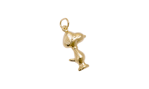 9ct gold Snoopy pendant CM00105 made in Italy measuring 19mm x 11mm x 4mm or 26.3mm including the top link a 3D puffed hollow construction.