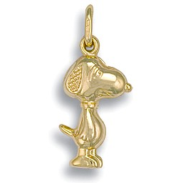 9ct gold Snoopy pendant CM00105 made in Italy measuring 19mm x 11mm x 4mm or 26.3mm including the top link a 3D puffed hollow construction.