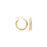 9ct yellow rose and white gold Erdington entwined Russian-style round hoop/Loop earrings EL00161.