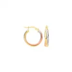 9ct yellow rose and white gold Erdington entwined Russian-style round hoop/Loop earrings EL00161.