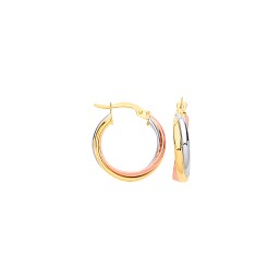 9ct yellow rose and white gold Erdington entwined Russian-style round hoop/Loop earrings EL00161.