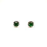 18ct yellow gold round emeralds in a flowering bud design stud earring ESA00505.