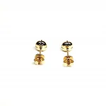 18ct yellow gold round ruby in a flowering bud design stud earring with friction butterfly ear back fittings ESA00507 back view.