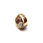 Bombay ring with Seventy round diamonds In a rhodium Pave setting, the total diamond weight is approx. one carat with 7.8 grams of 18ct yellow gold width at the top widest part is 13.6mm tapering to 3.6mm at the back