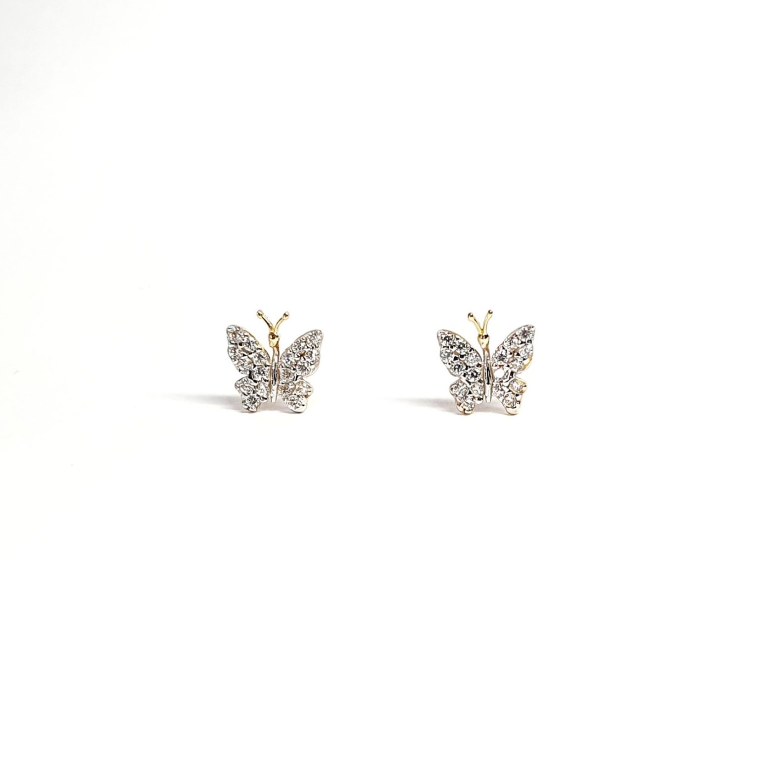 The City of London Jewellers presents the Coleford 9ct gold Cubic Zirconia butterfly stud earrings ES00791.
