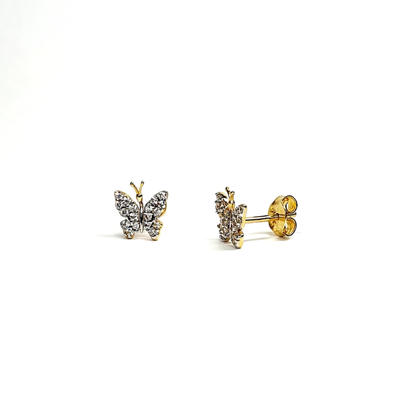 The City of London Jewellers presents the Coleford 9ct gold Cubic Zirconia butterfly stud earrings ES00791.