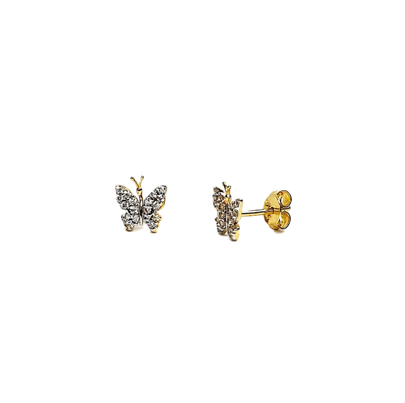 The City of London Jewellers presents the Coleford 9ct gold Cubic Zirconia butterfly stud earrings ES00791.