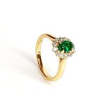The Highgate 18ct Yellow Gold Oval Emerald and Diamond Cluster Ring RA00695.