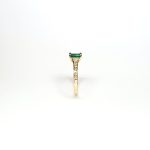 18ct Yellow Gold Emerald Cut Emerald Ring RA00694 with Diamond Tapered Shank to Each Side.