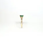 18ct Yellow Gold Emerald Cut Emerald Ring RA00694 with Diamond Tapered Shank to Each Side.