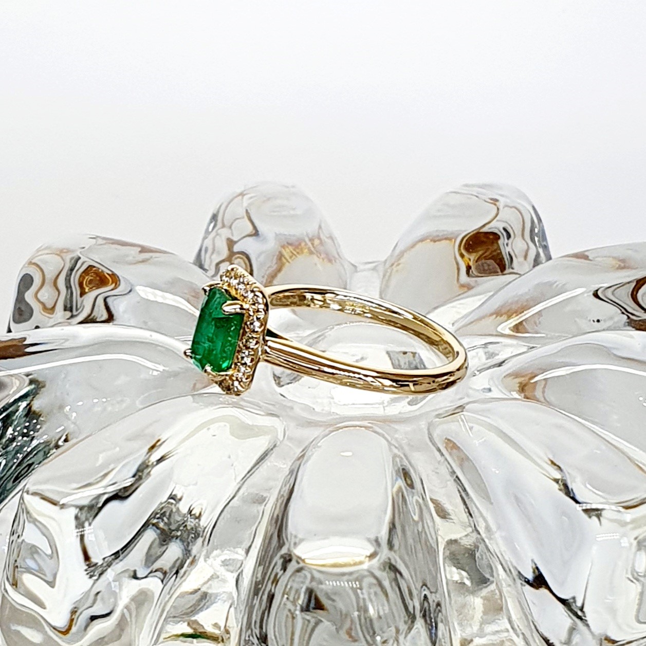 The Denver Diamond Cluster Emerald Cut Emerald Ring RA00693.