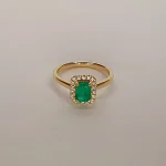 The Denver Diamond Cluster Emerald Cut Emerald Ring RA00693.