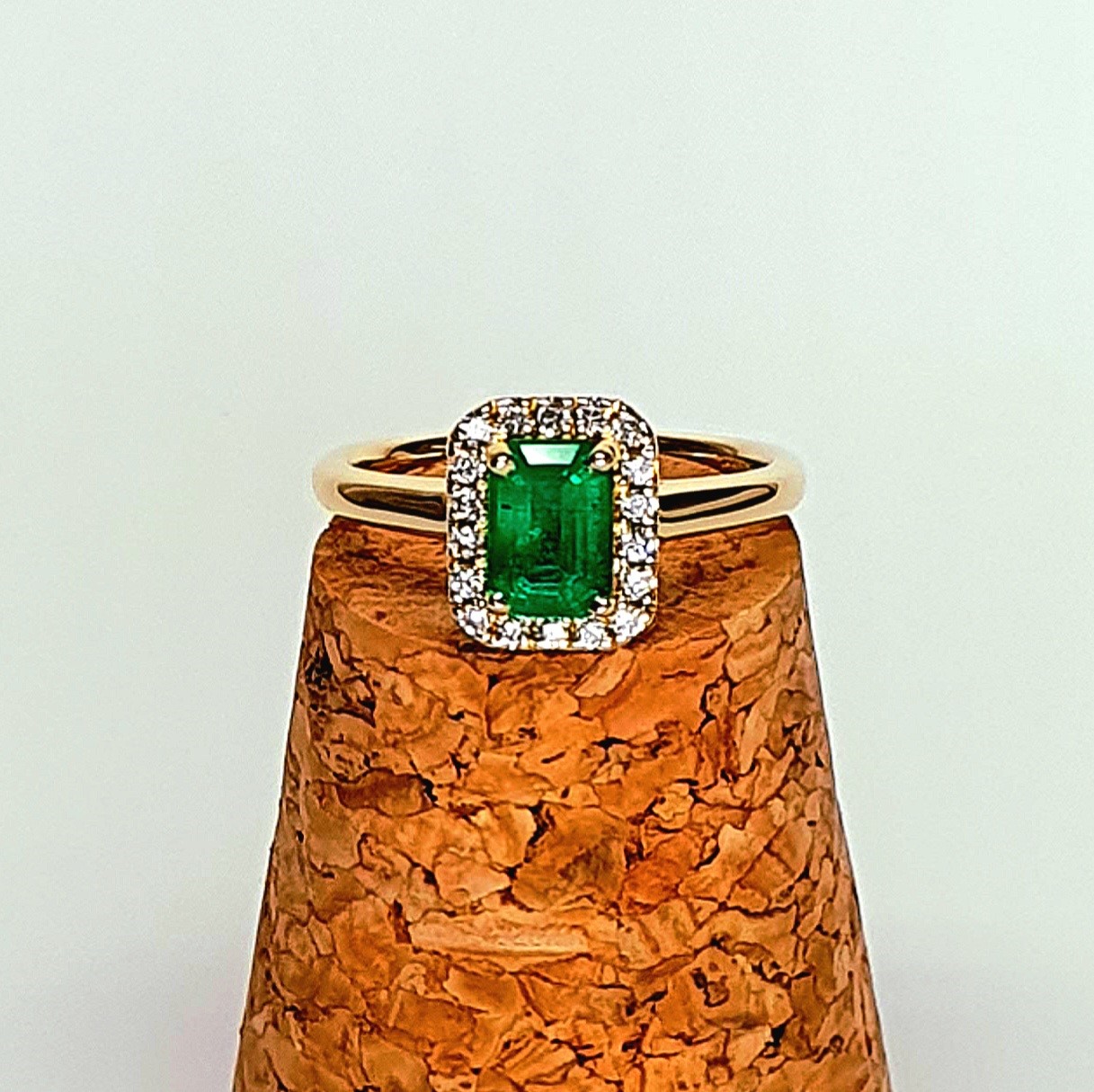 The Denver Diamond Cluster Emerald Cut Emerald Ring RA00693.