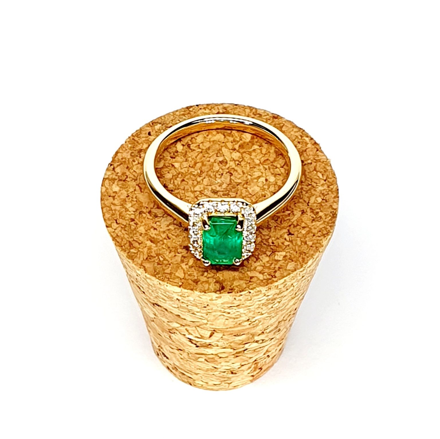 The Denver Diamond Cluster Emerald Cut Emerald Ring RA00693.