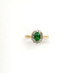 The Highgate 18ct Yellow Gold Oval Emerald and Diamond Cluster Ring RA00695.