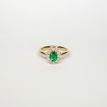 The Highgate 18ct Yellow Gold Oval Emerald and Diamond Cluster Ring RA00695.