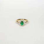 The Highgate 18ct Yellow Gold Oval Emerald and Diamond Cluster Ring RA00695.