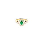 The Highgate 18ct Yellow Gold Oval Emerald and Diamond Cluster Ring RA00695.