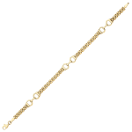 9ct yellow gold stirrup bracelet BL00234 A Panther style or brick design with three sets of two stirrups evenly spaced with a trigger clasp.