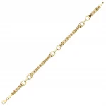 9ct yellow gold stirrup bracelet BL00234 A Panther style or brick design with three sets of two stirrups evenly spaced with a trigger clasp.
