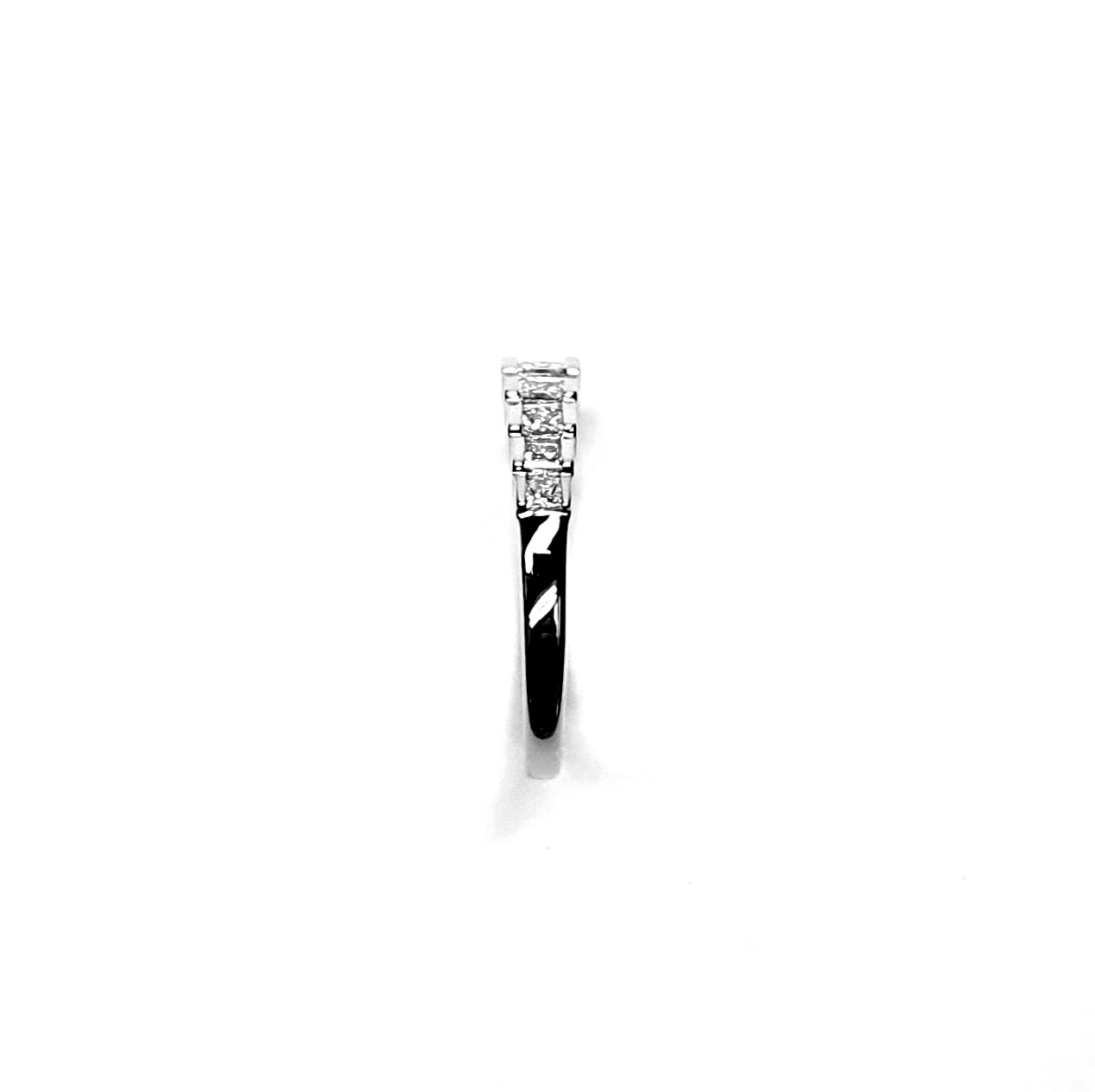 Art Deco style eternity ring crafted in 18ct white gold & set with nine graduated square princess cut diamonds in graduating square box style settings RA00697.