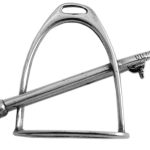 Plain polished sterling silver stirrup and crop horse riding equestrian brooch BRS00099.