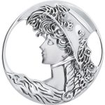 Sterling silver elegant art nouveau style lady profile brooch brs00101