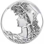 Sterling silver elegant art nouveau style lady profile brooch brs00101