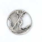 Sterling silver elegant art nouveau style lady profile brooch brs00101, back.