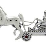 Horse and carriage brooch pin 925 sterling silver with English hallmarks set with amethyst and Swarovski crystals BRS00102