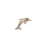 Dolphin brooch in sterling silver. The back view shows a pin and swivel catch.