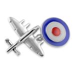 Sterling Silver Bomber Plane with RAF Roundel Cufflinks
