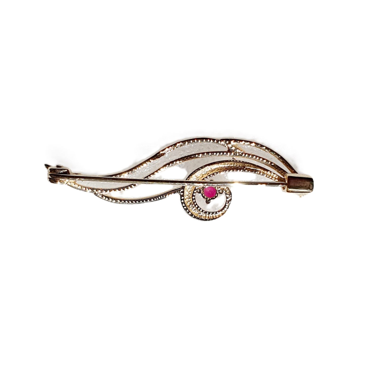 eye of Horus with a single red ruby iris. Back view.