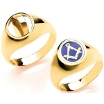 9ct yellow gold blue masons signet ring with a swivel top